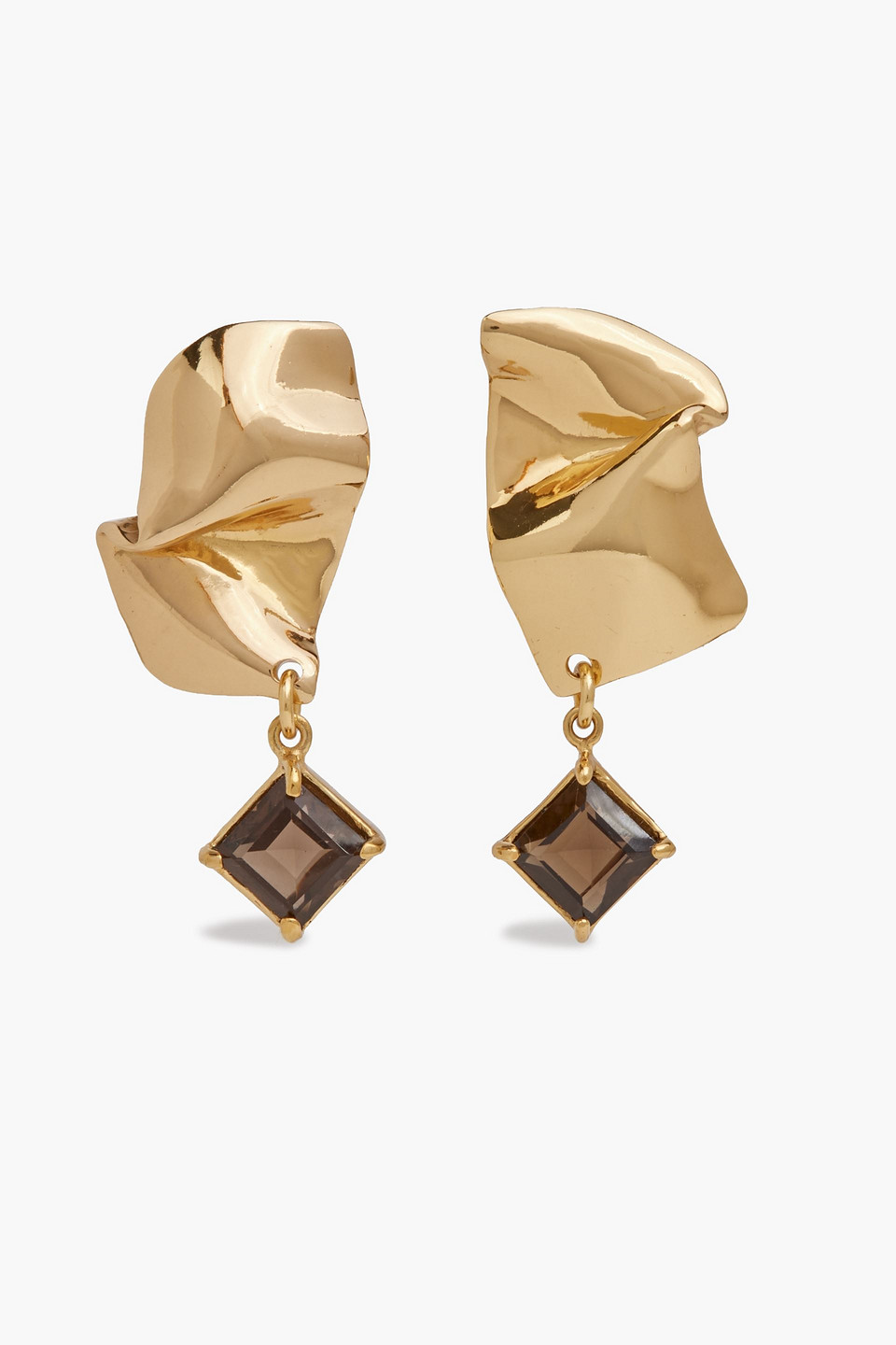 Gold-plated quartz earrings