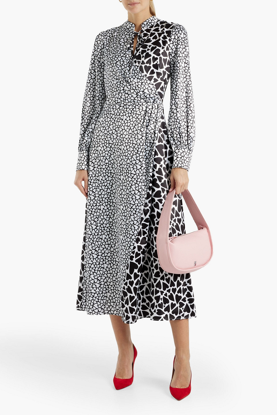 OLIVIA RUBIN NELL WRAP-EFFECT PRINTED SATIN MIDI DRESS 3074457345634373629