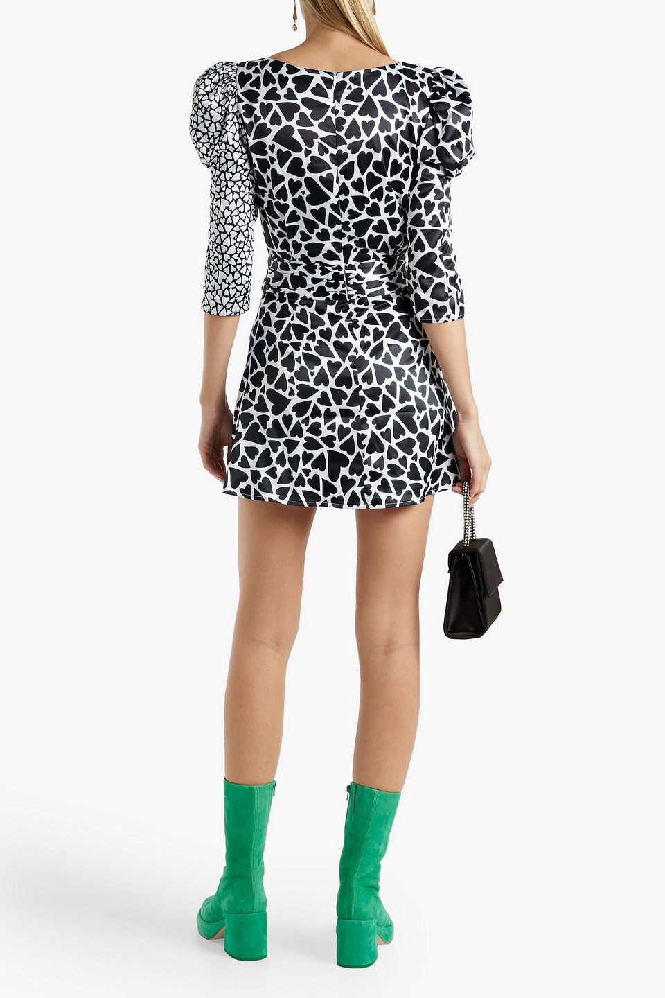 Shop Olivia Rubin Leonie Printed Charmeuse Mini Dress In Black