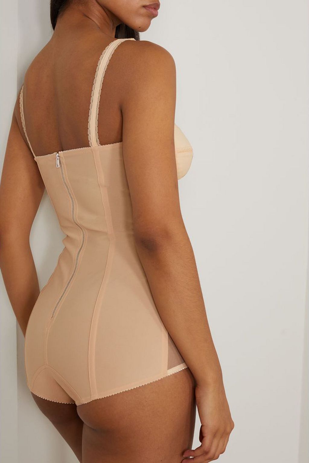 DOLCE&GABBANA Lace-trimmed stretch-tulle bodysuit