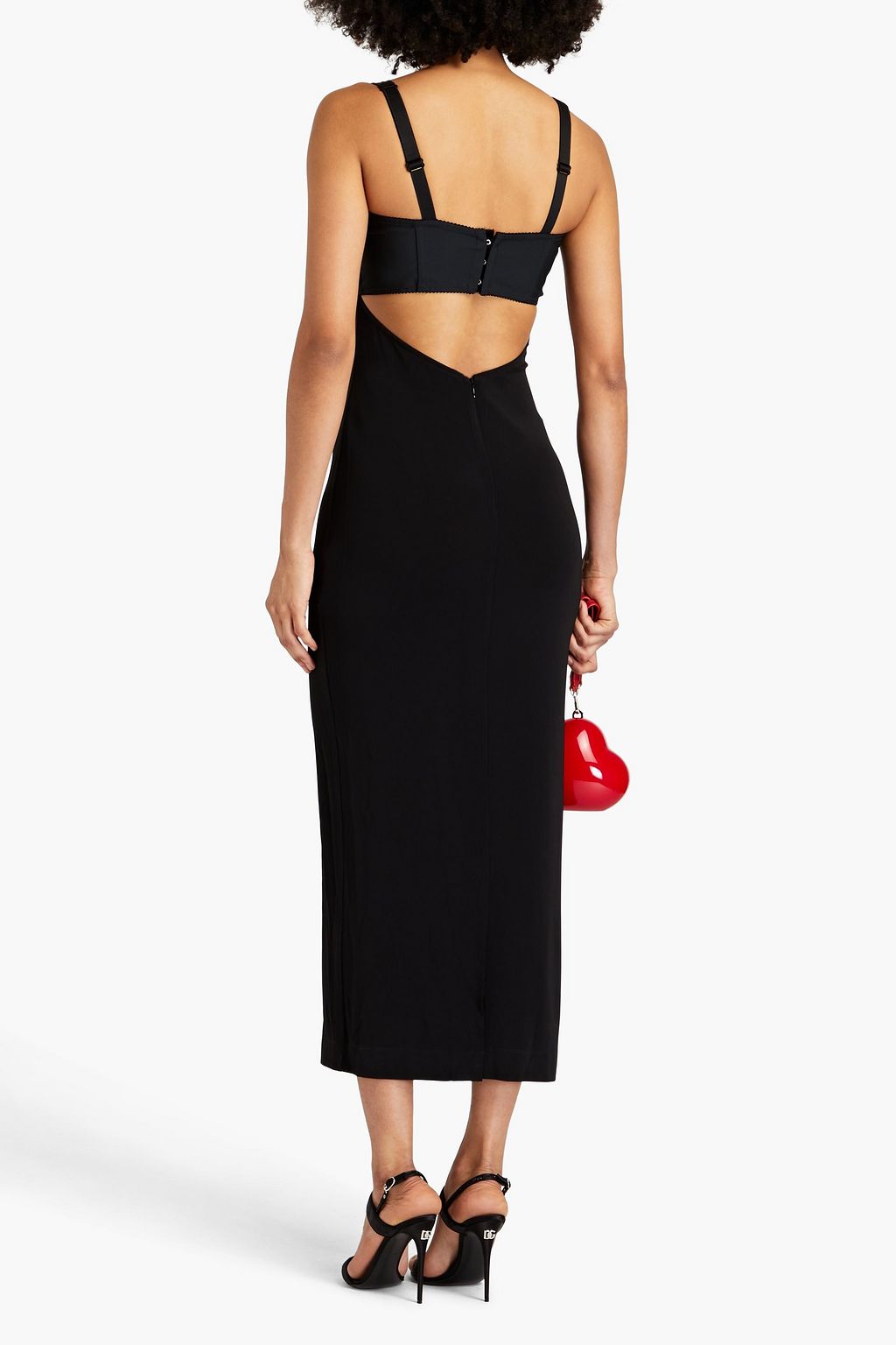 DOLCE&GABBANA Cutout stretch satin-jersey midi dress