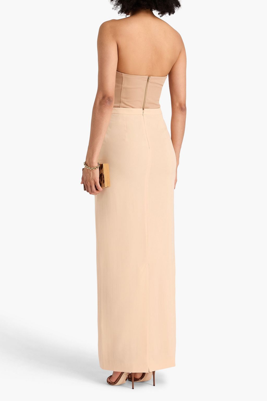 DOLCE&GABBANA Appliquéd stretch-silk maxi skirt
