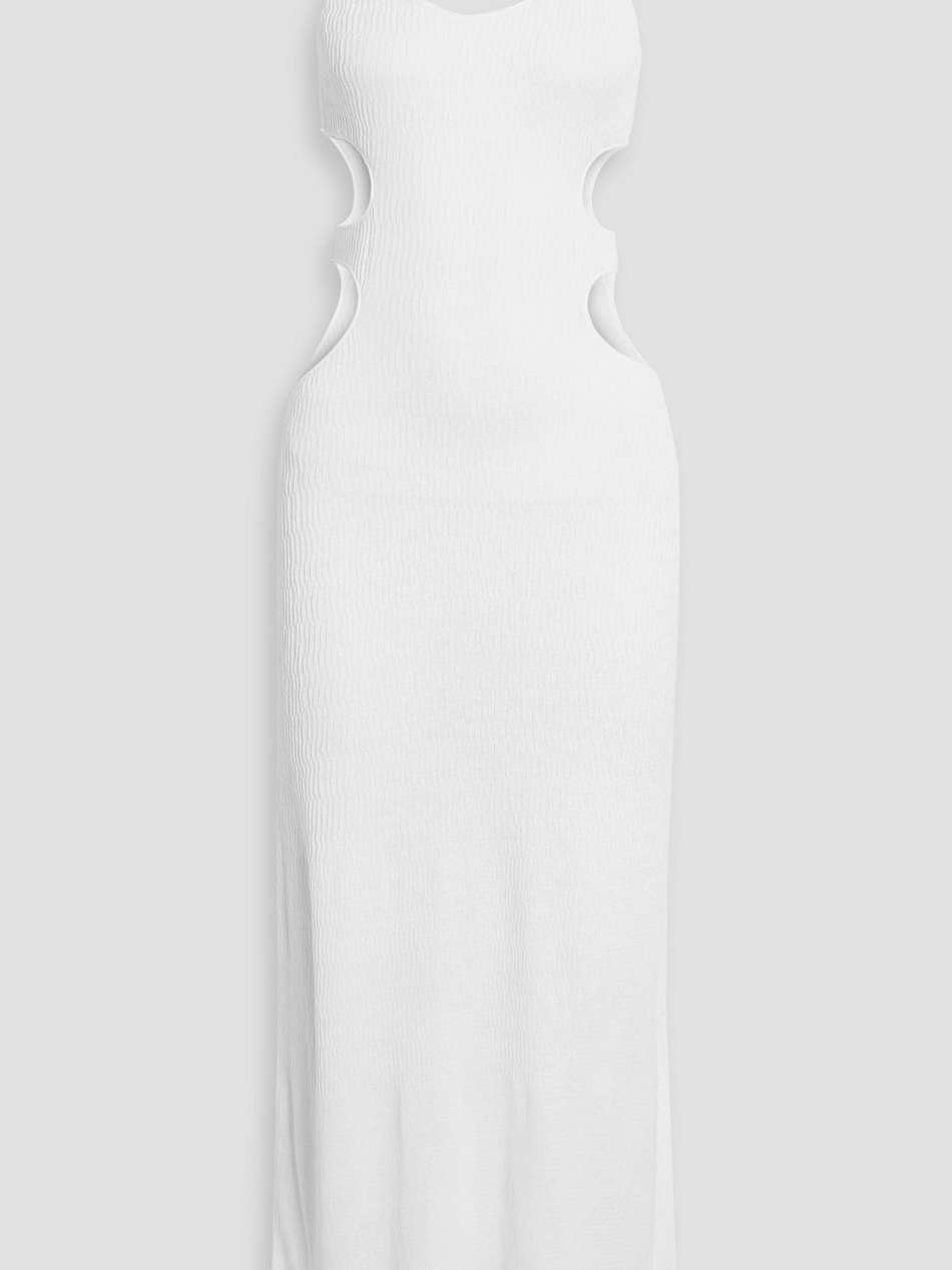 cutout crinkled silk-blend maxi dress