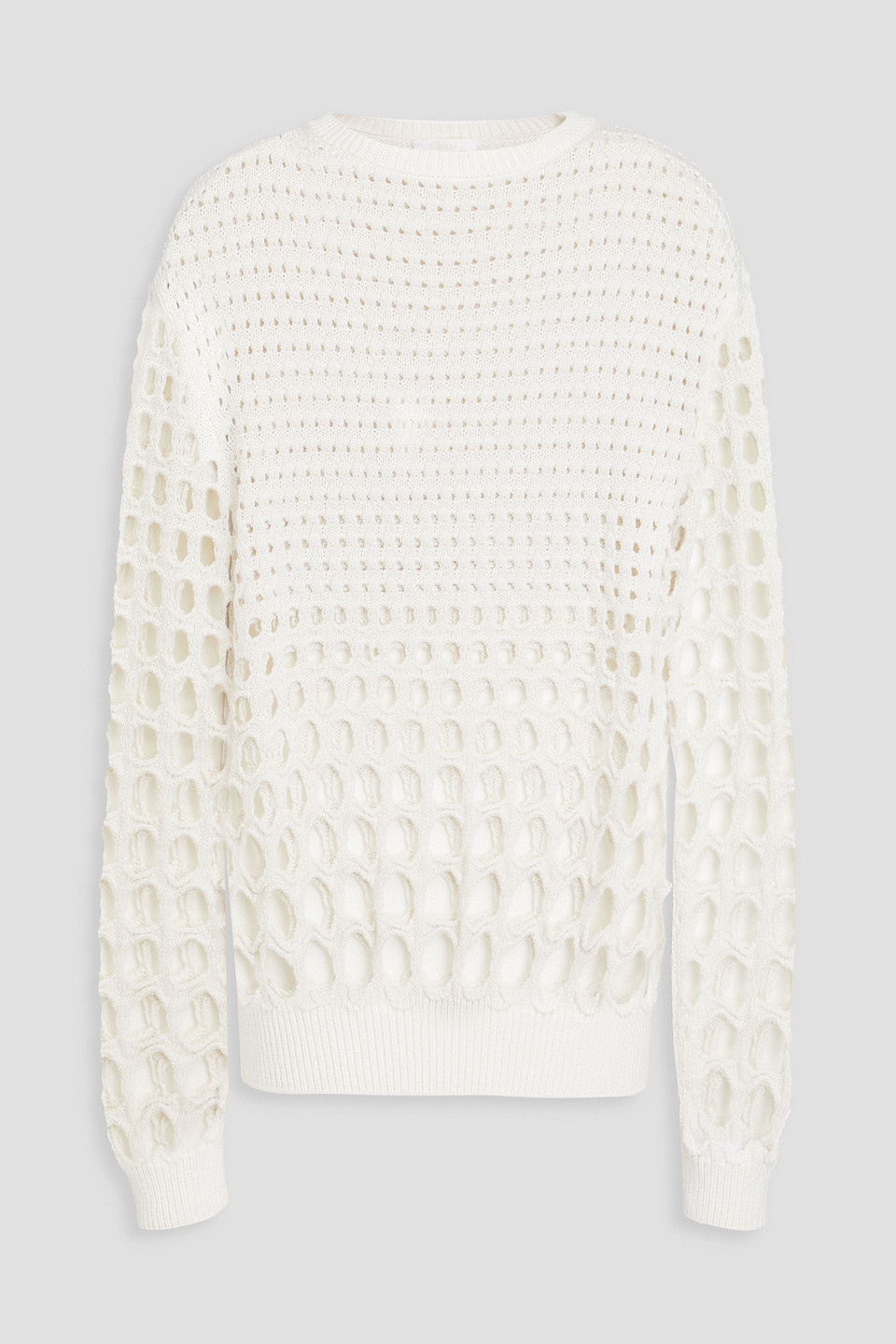 Chloé Open-knit Silk Sweater In Weiss