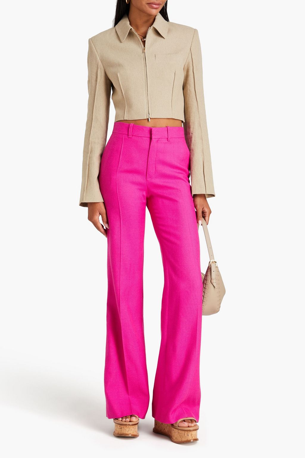 CHLOÉ Wool, silk and cashmere-blend flared pants