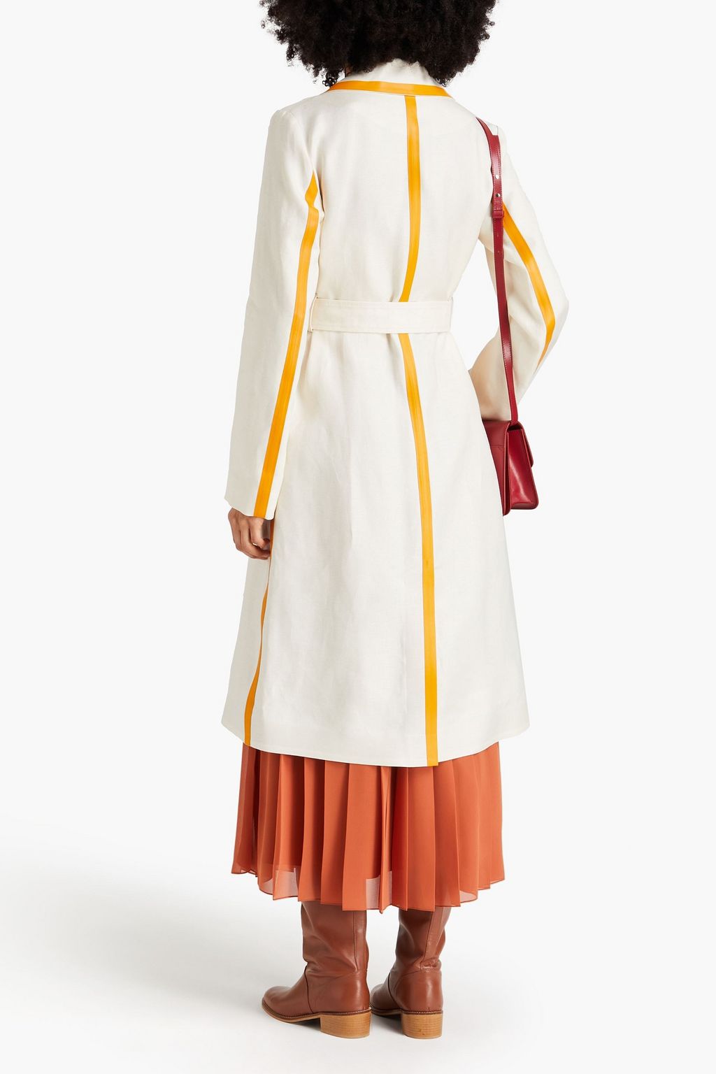 CHLOÉ Leather-trimmed linen-canvas trench coat