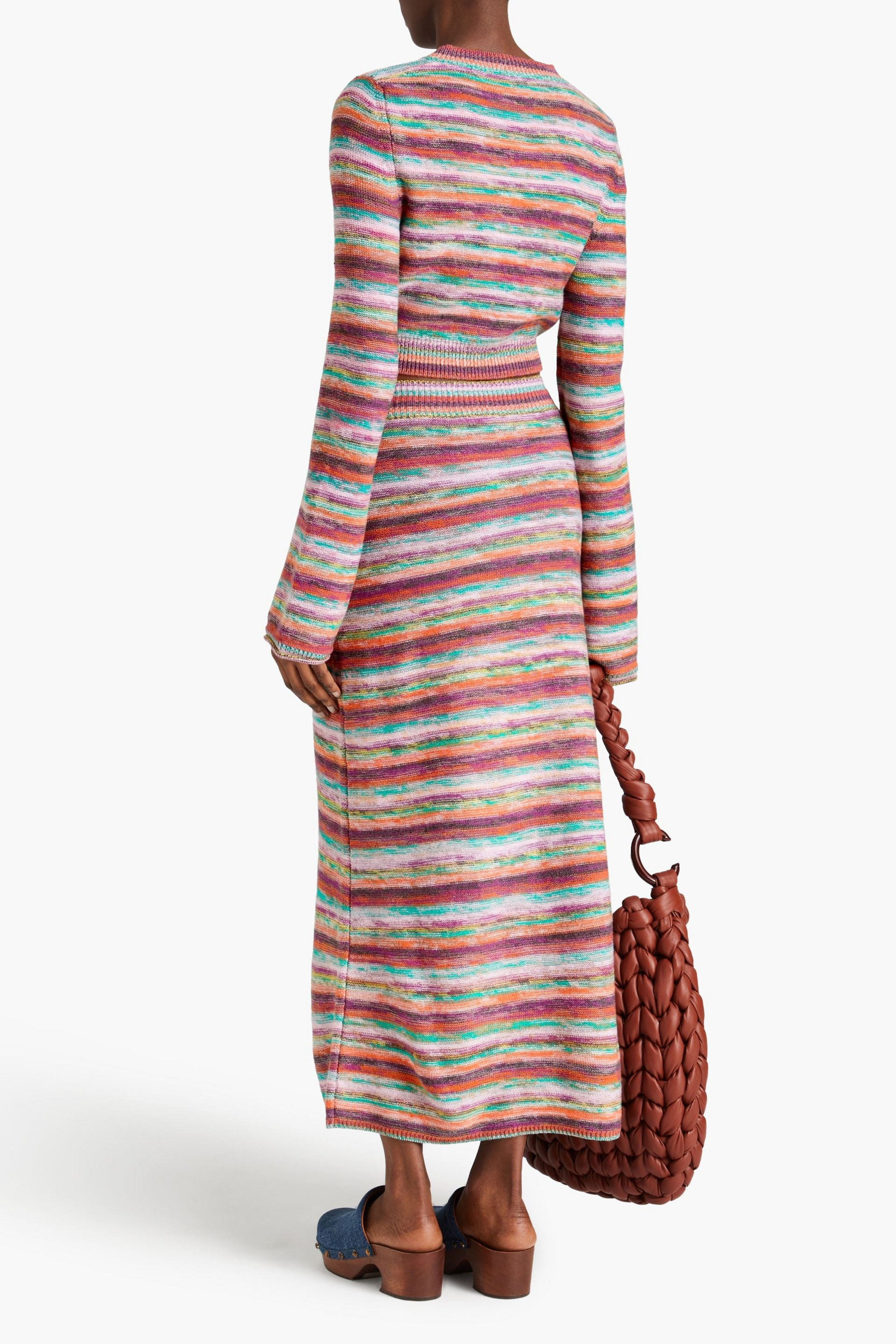 Chloé Cropped striped wool and cashmere-blend sweater