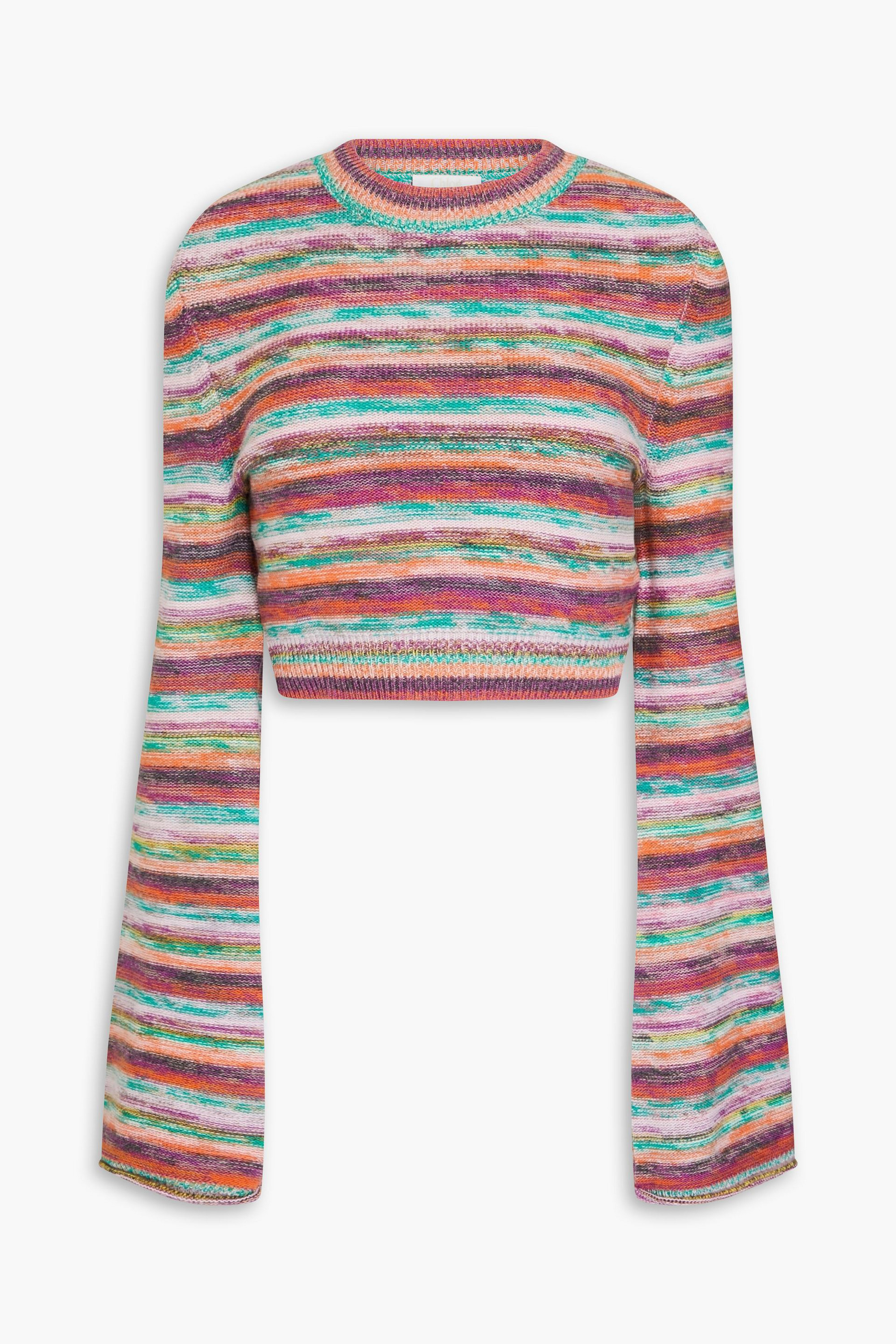 Chloé Cropped striped wool and cashmere-blend sweater