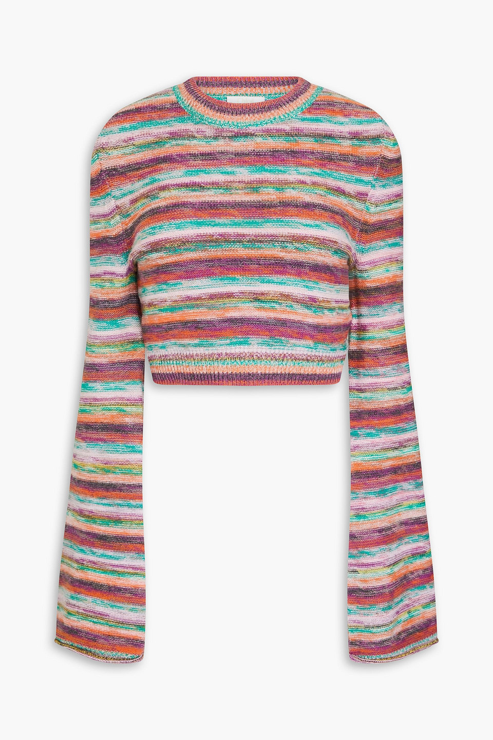 Chloé Cropped Striped Wool And Cashmere-blend Jumper In Bunt