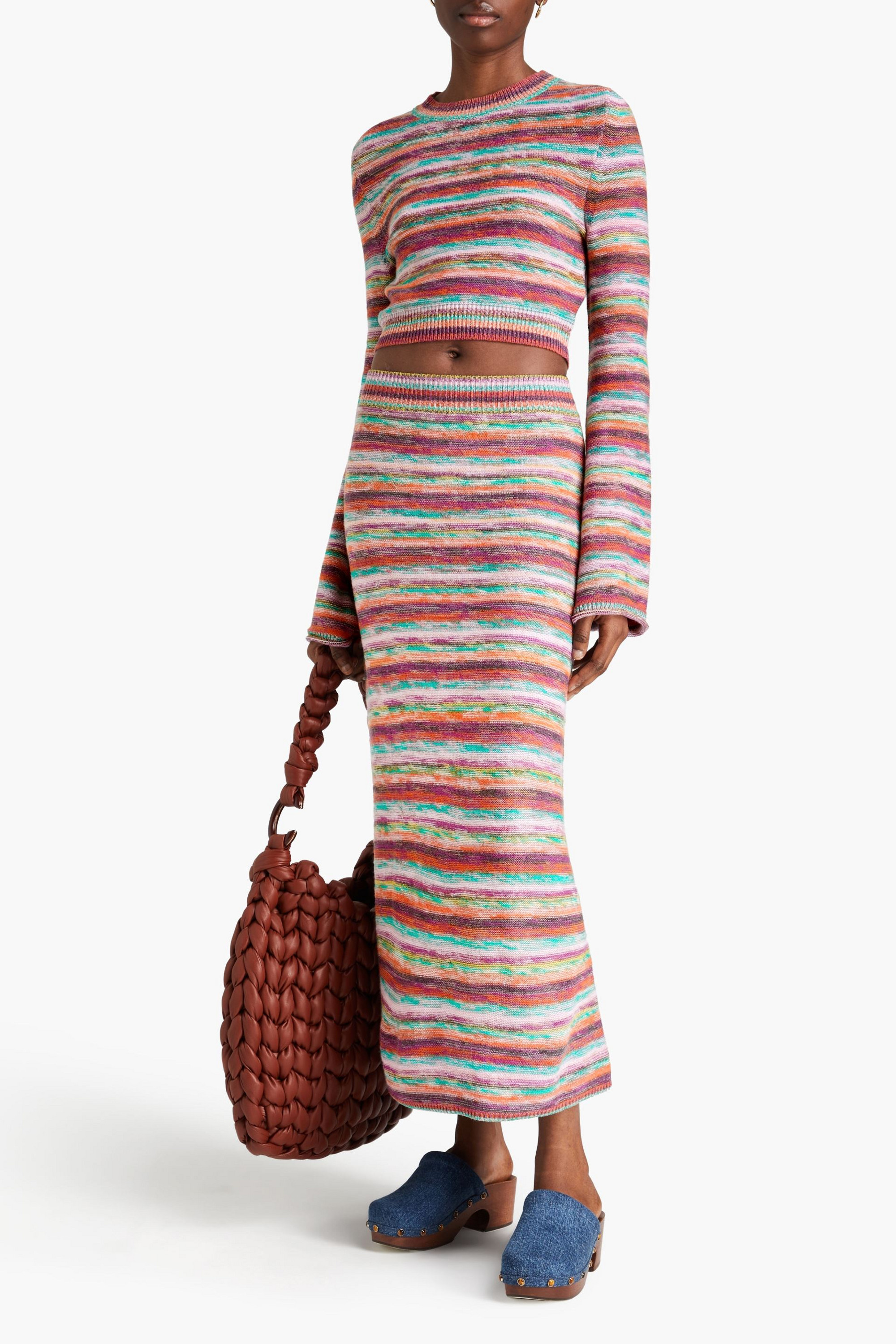 Chloé Cropped striped wool and cashmere-blend sweater