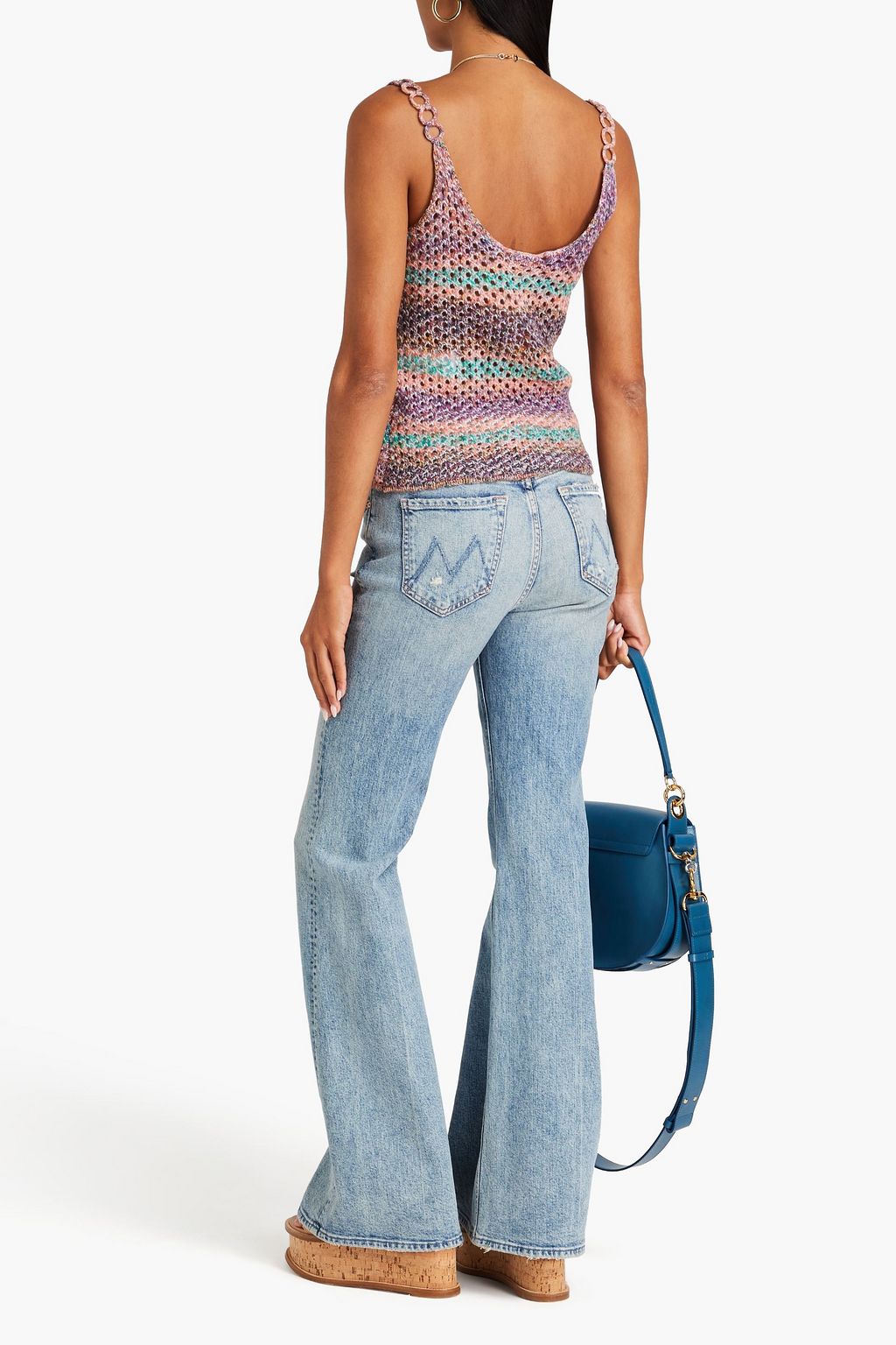 CHLOÉ Striped open-knit wool tank