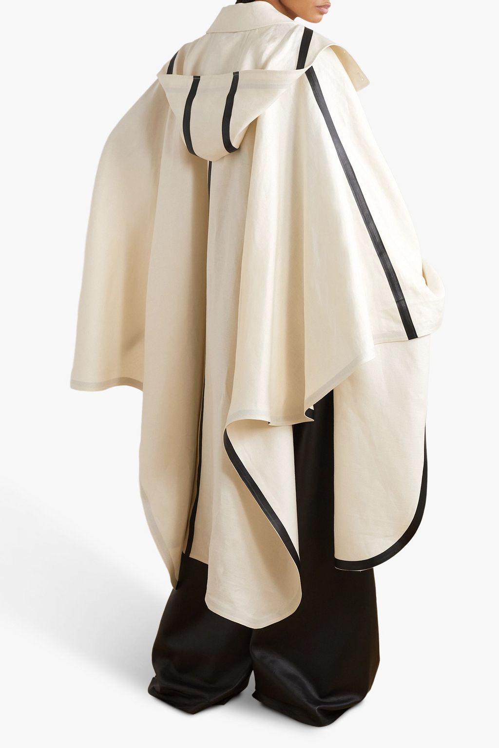 CHLOÉ Leather-trimmed linen-canvas cape