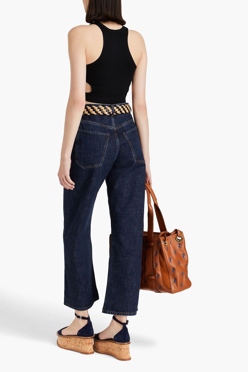 CHLOÉ Cropped cutout ribbed wool tank