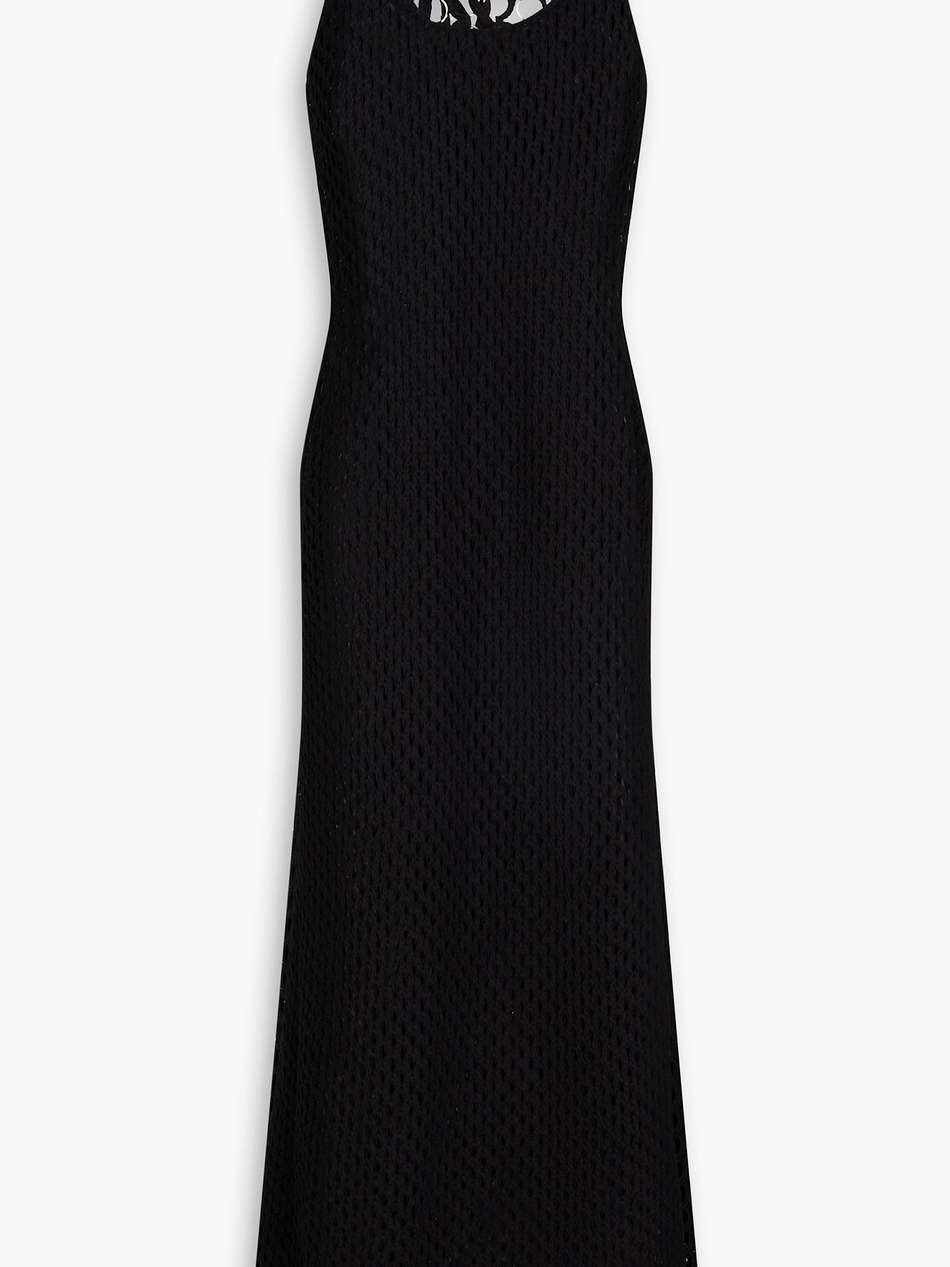 embellished pointelle-knit wool maxi dress