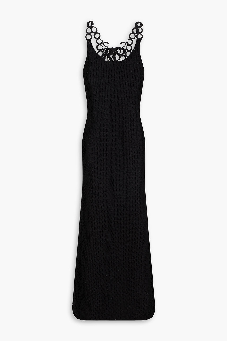 Chloé Embellished Pointelle-knit Wool Maxi Dress In Schwarz