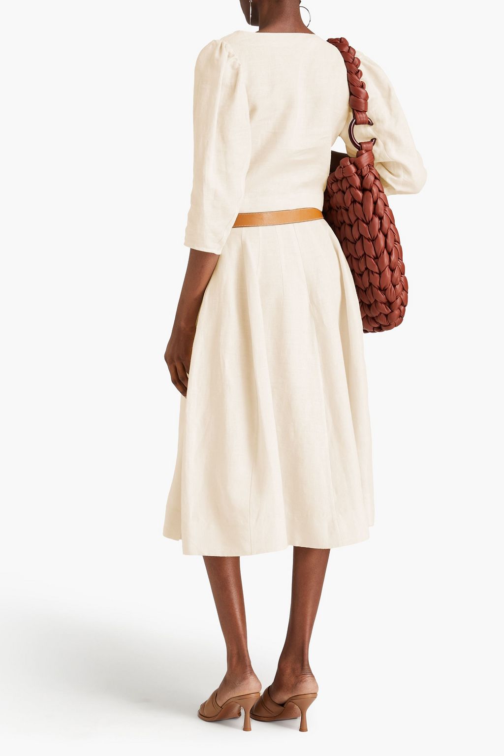 CHLOÉ تنورة متوسطة الطول من الكتّان مزينة بكسرات