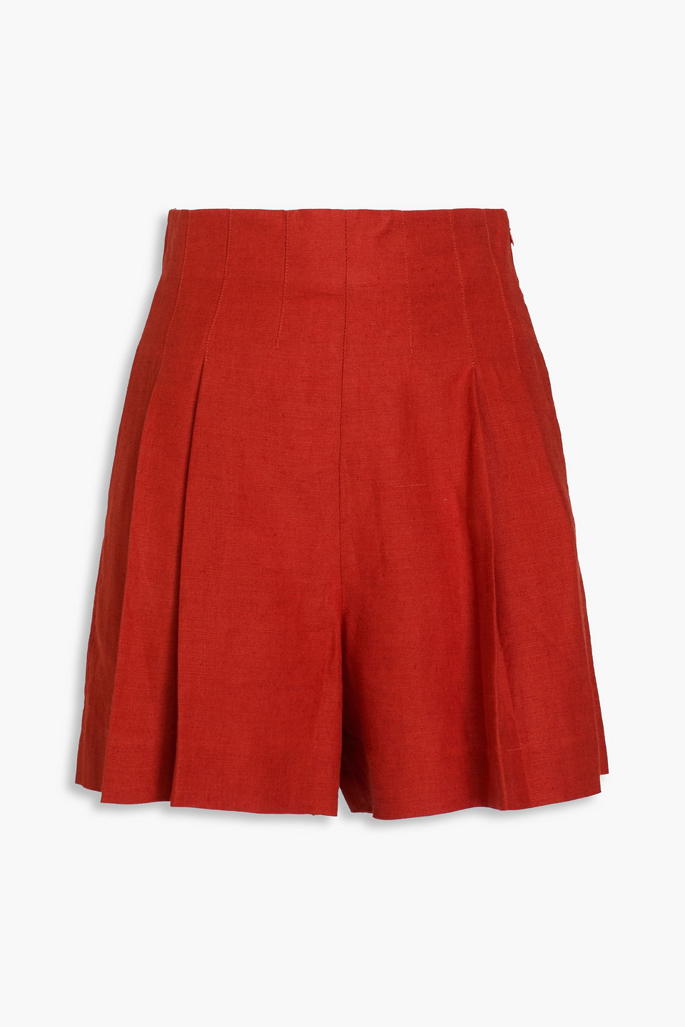 Chloé Pleated Linen Shorts In Ziegelrot