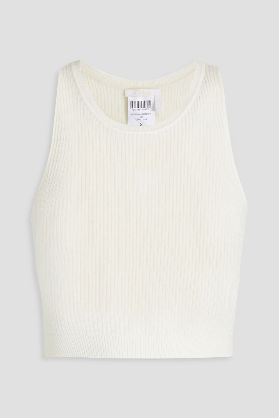 Chloé Cropped Cutout Ribbed Wool Tank In Elfenbein