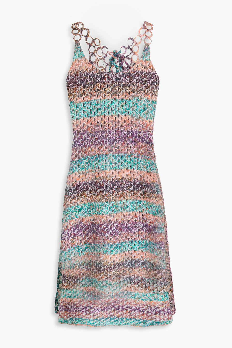 Chloé Striped Open-knit Wool Mini Dress In Bunt