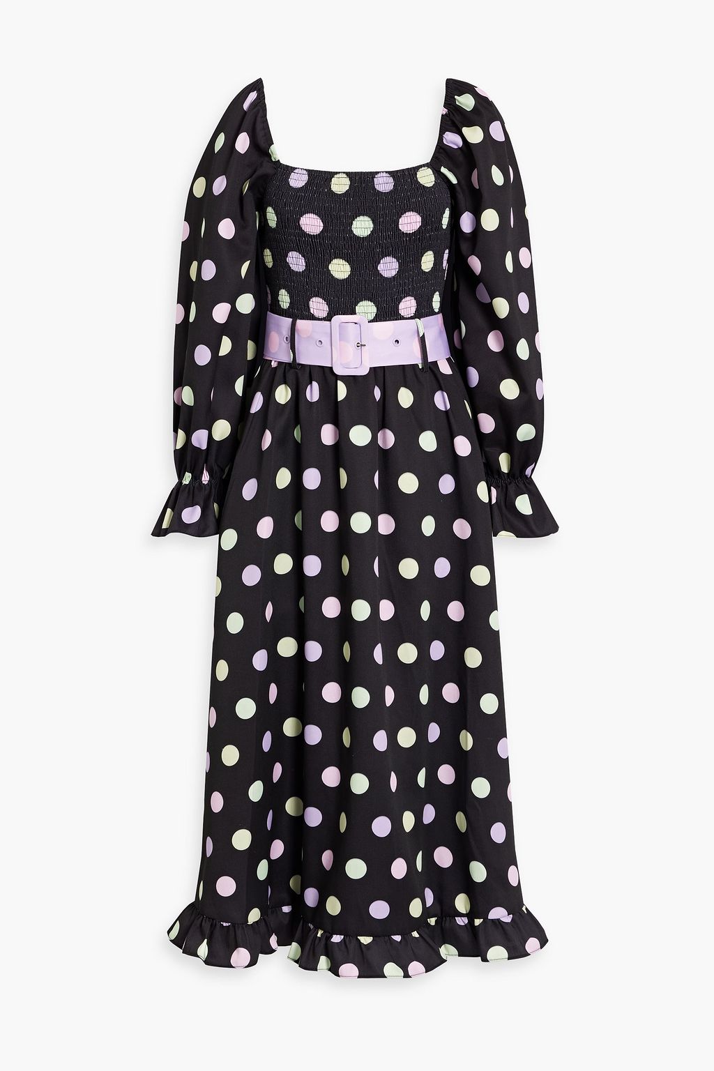 OLIVIA RUBIN Effie shirred polka-dot twill midi dress | THE OUTNET