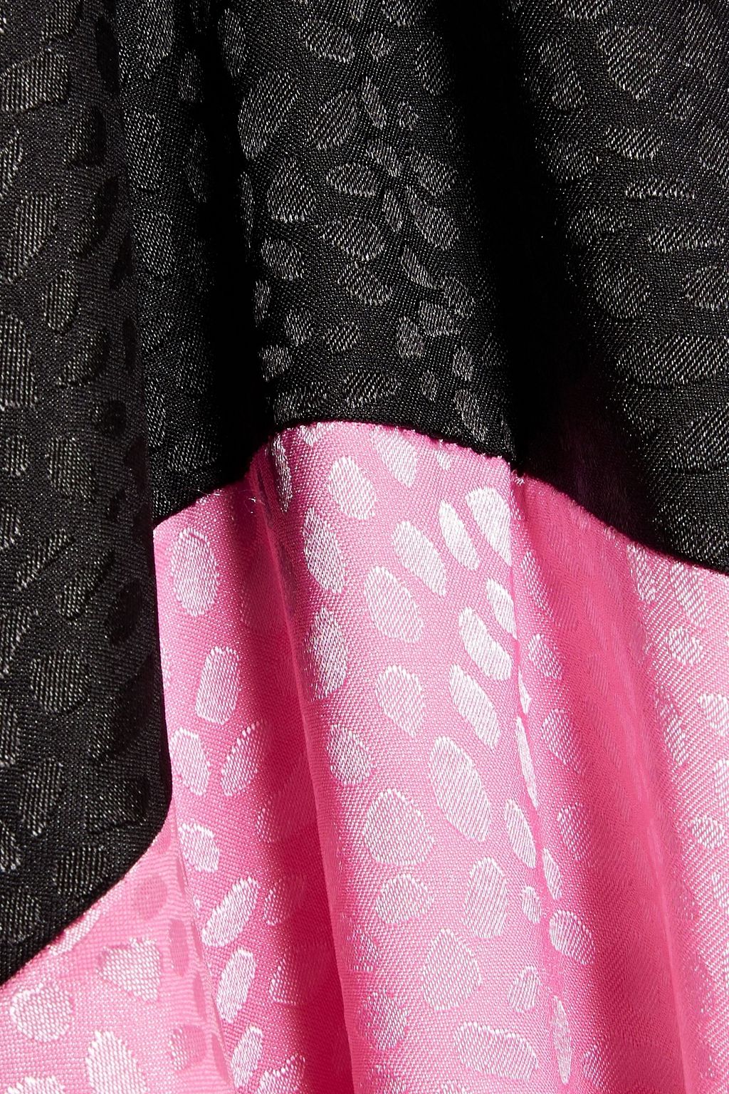 OLIVIA RUBIN Penny zweifarbiges Midikleid aus glänzendem Jacquard