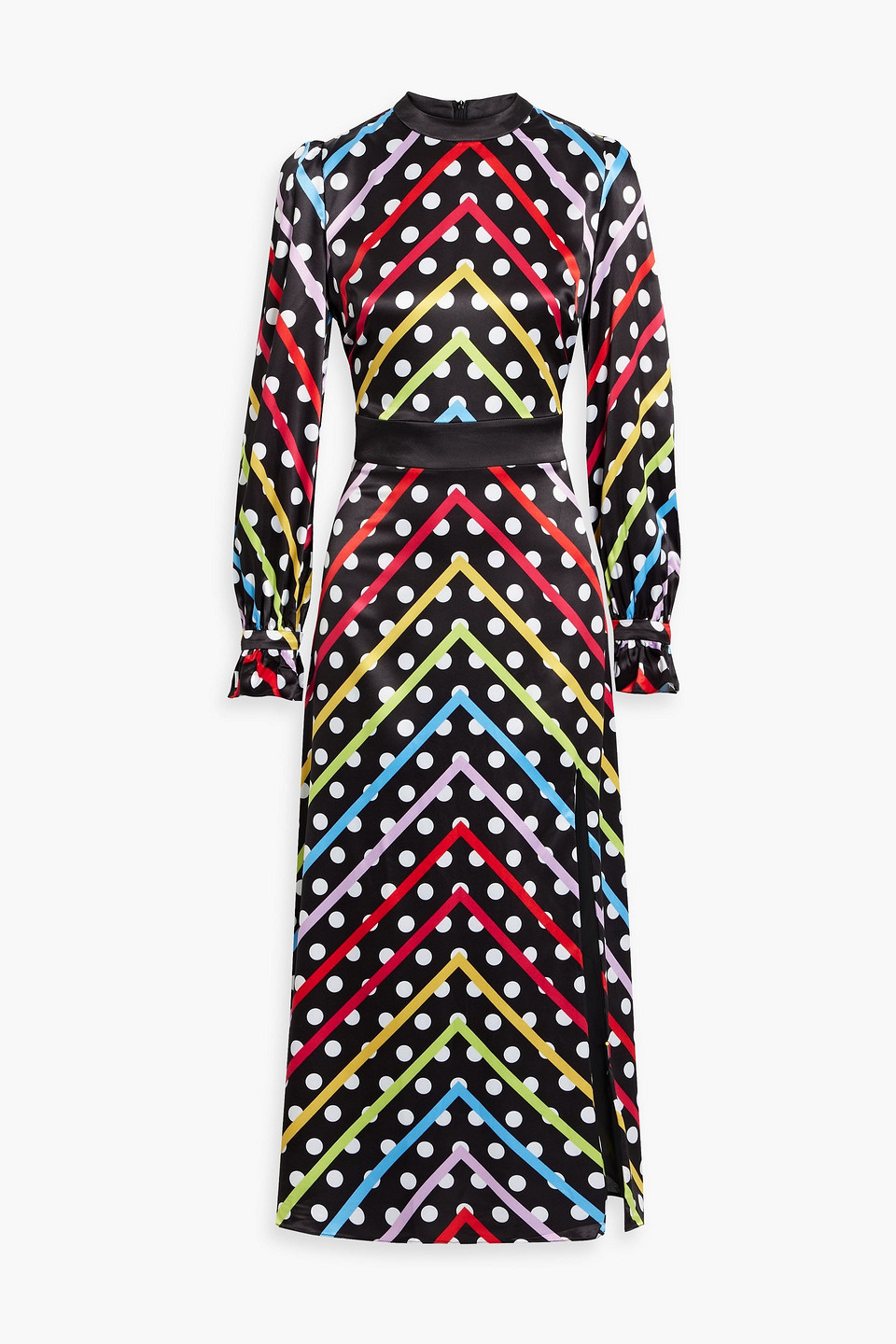 Shop Olivia Rubin Marley Printed Satin Midi Dress In Black