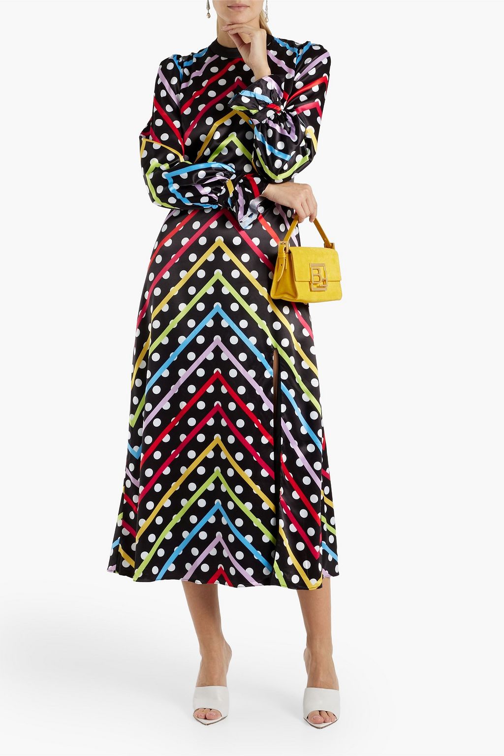 OLIVIA RUBIN Marley printed satin midi dress | THE OUTNET