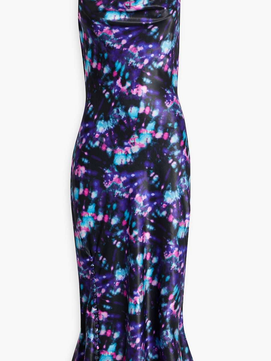 lia printed satin midi slip dress