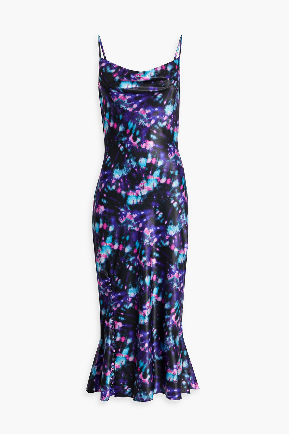 OLIVIA RUBIN LIA PRINTED SATIN MIDI SLIP DRESS,3074457345634374633