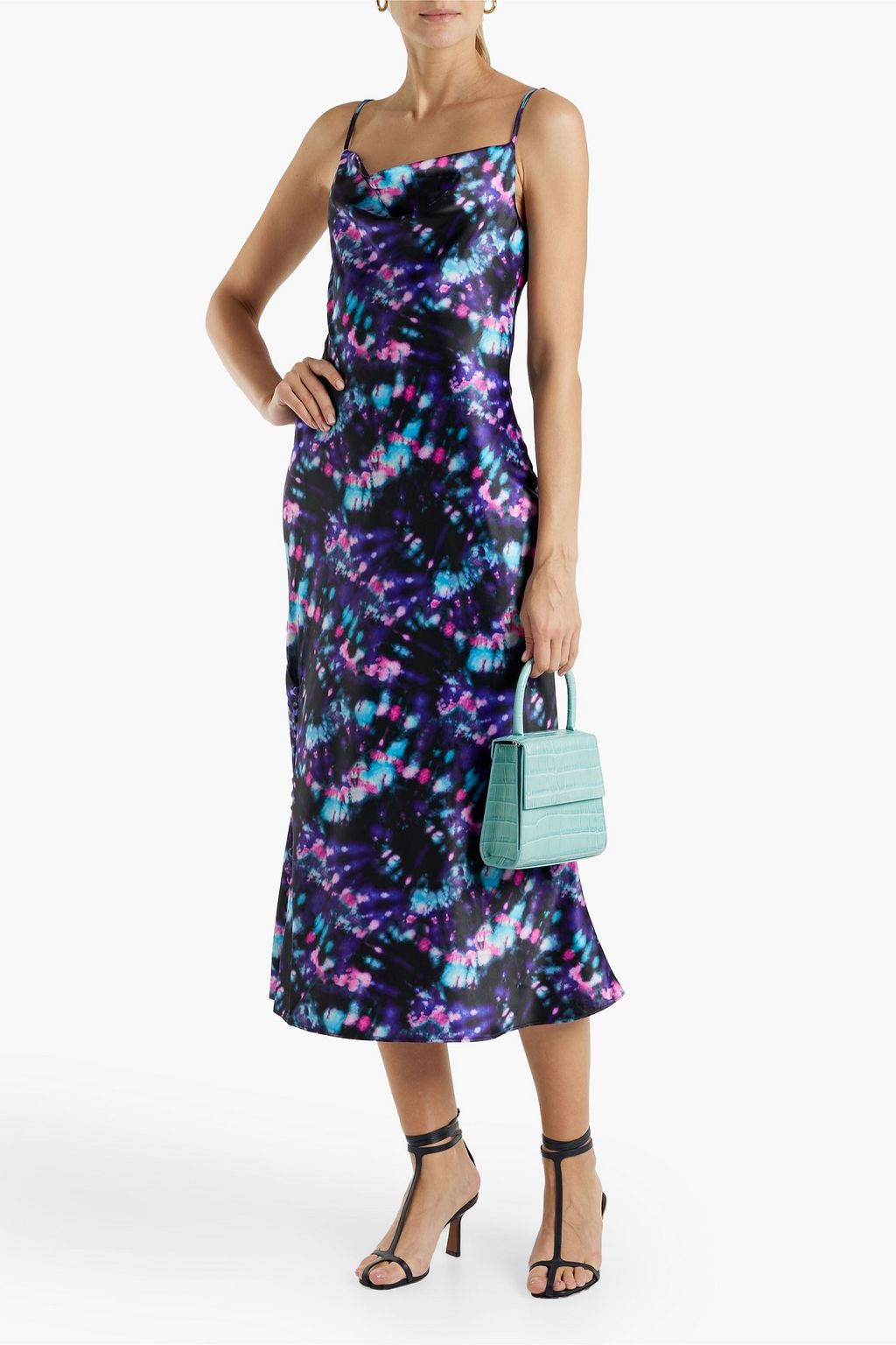OLIVIA RUBIN Lia printed satin midi slip dress