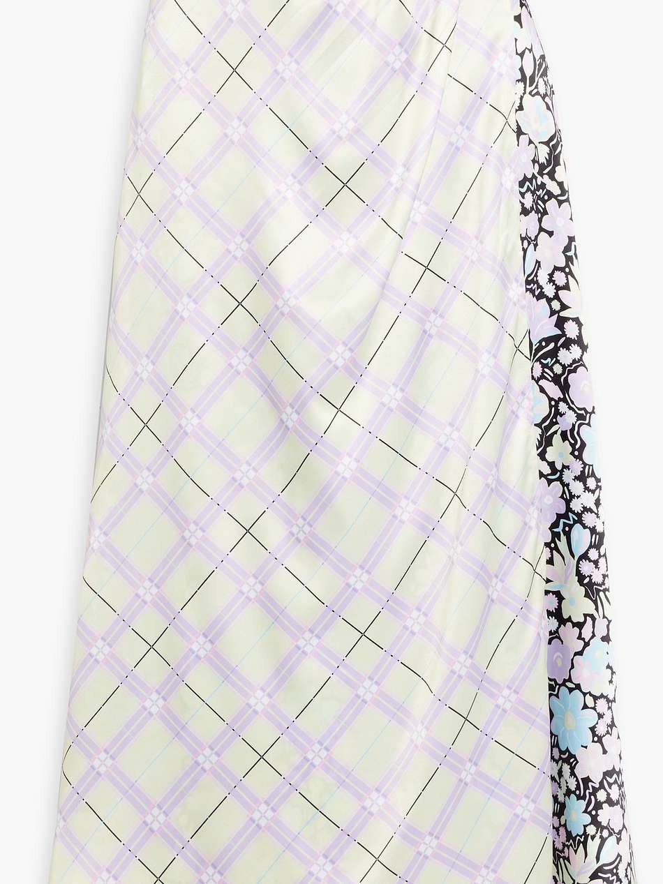 ida wrap-effect printed satin midi skirt