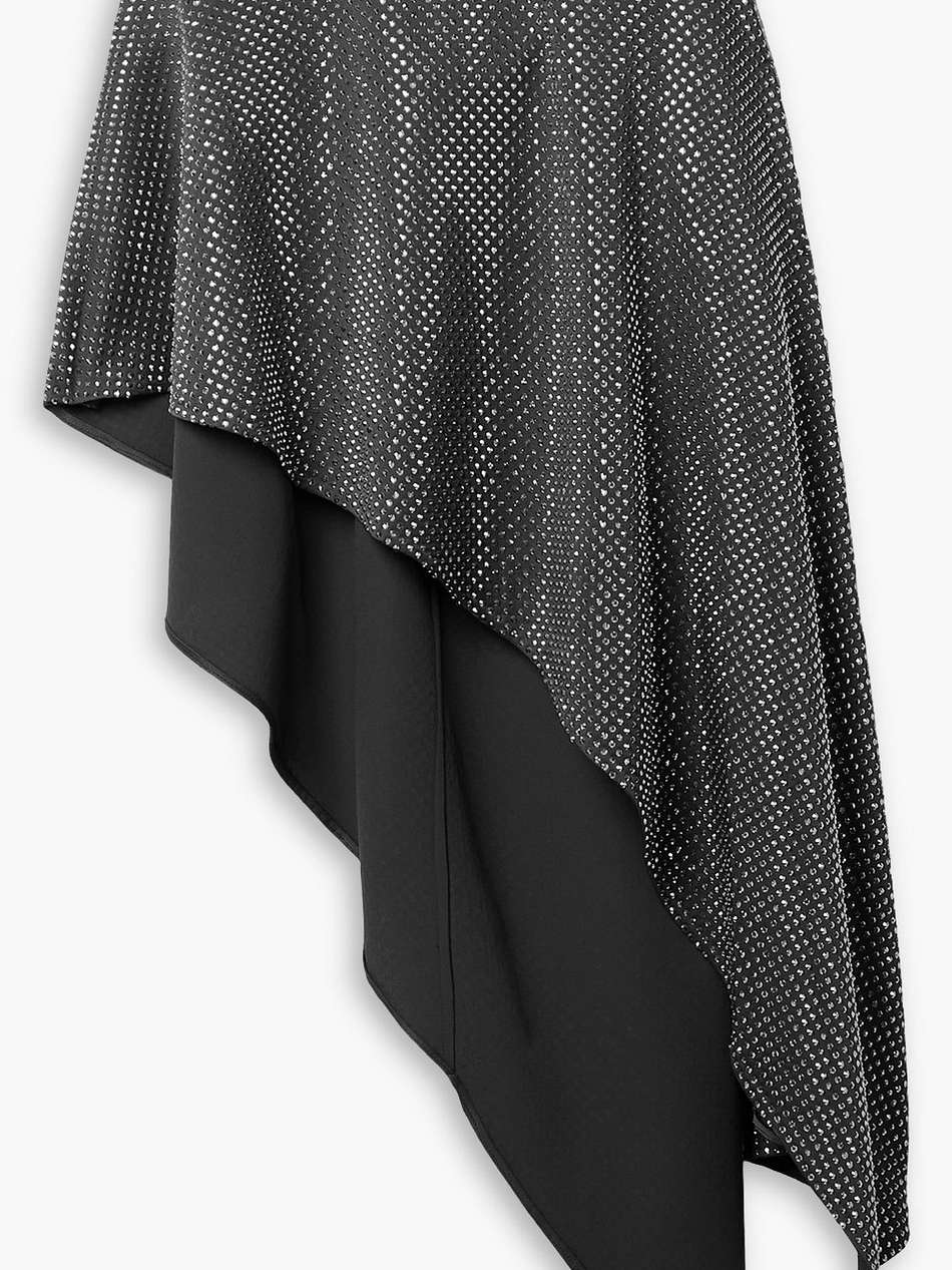 asymmetric crystal-embellished crepe skirt