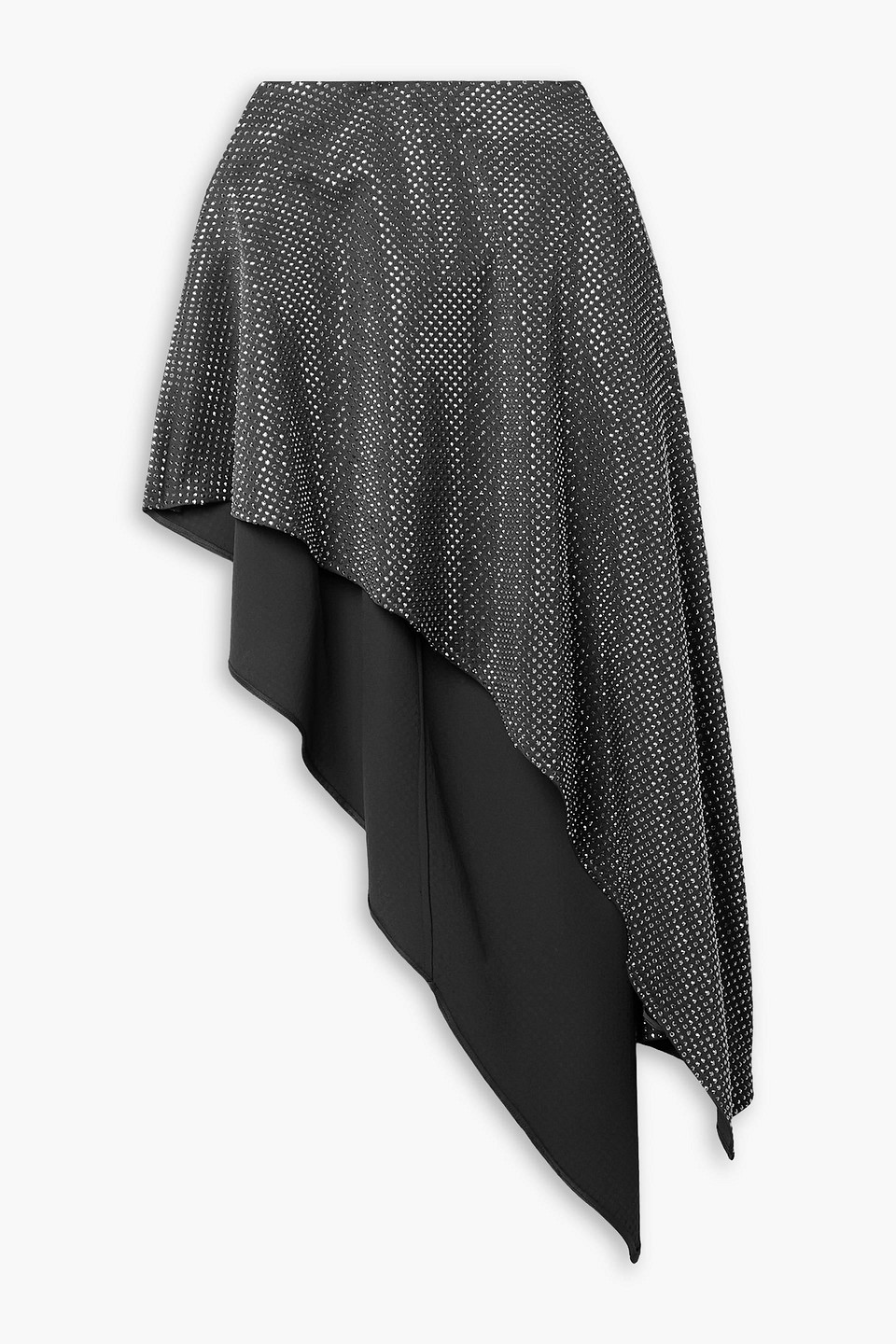 stella mccartney - asymmetric crystal-embellished crepe skirt - gray - it 40
