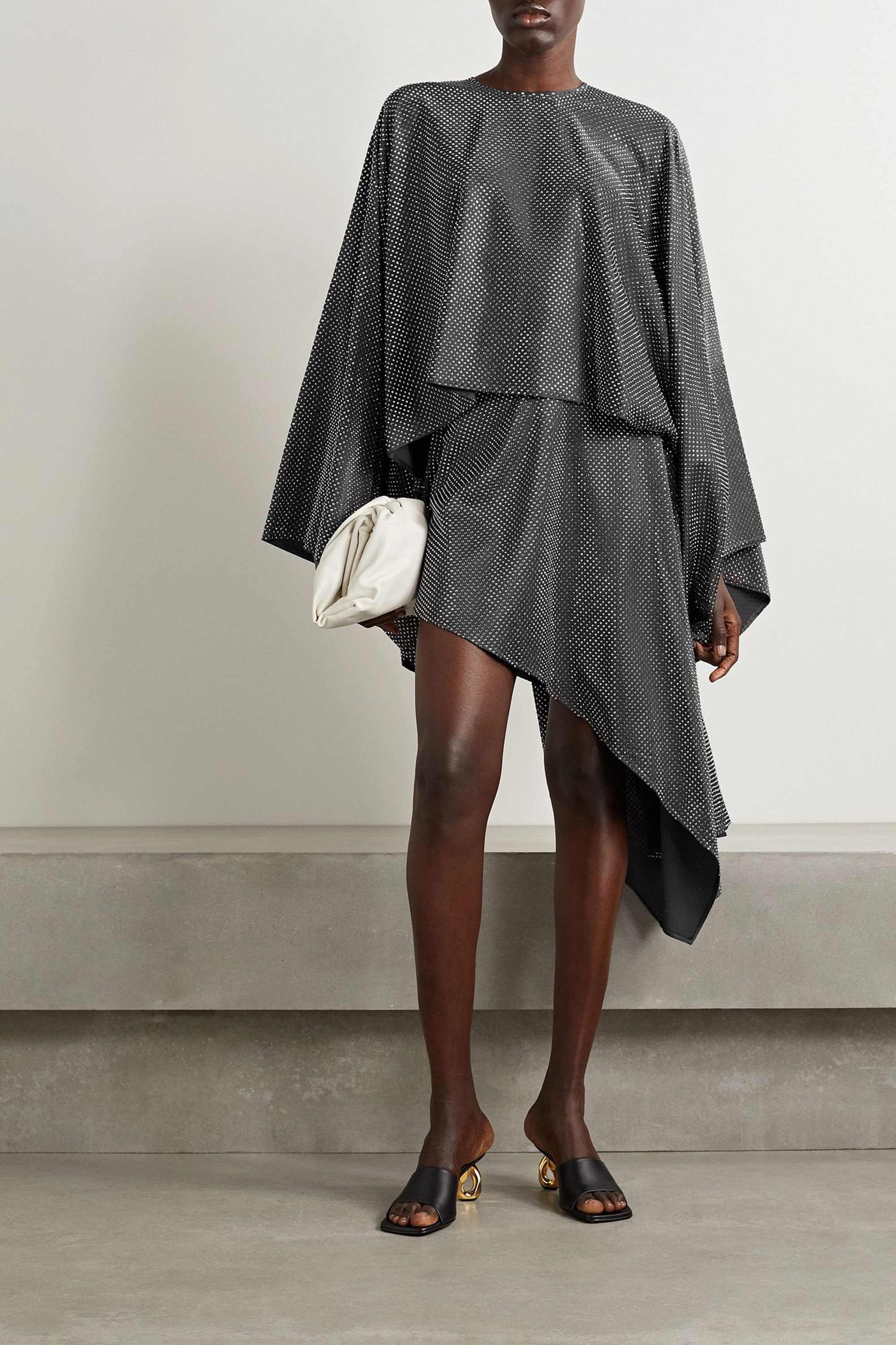 Stella McCartney - Asymmetric paneled frayed wool-tweed
