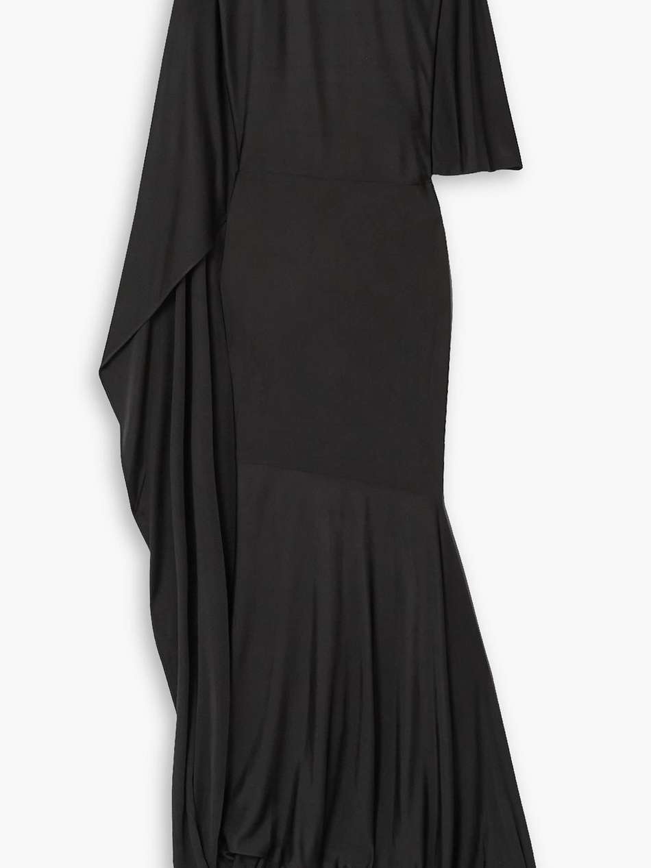 cape-effect asymmetric jersey maxi dress
