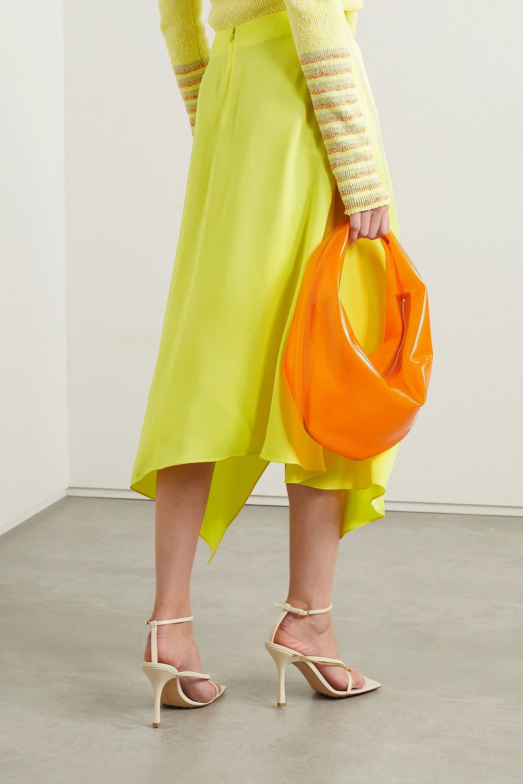 STELLA MCCARTNEY Asymmetric wrap-effect satin midi skirt