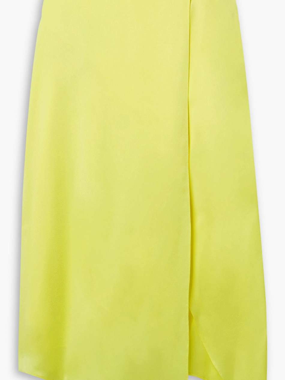 asymmetric wrap-effect satin midi skirt