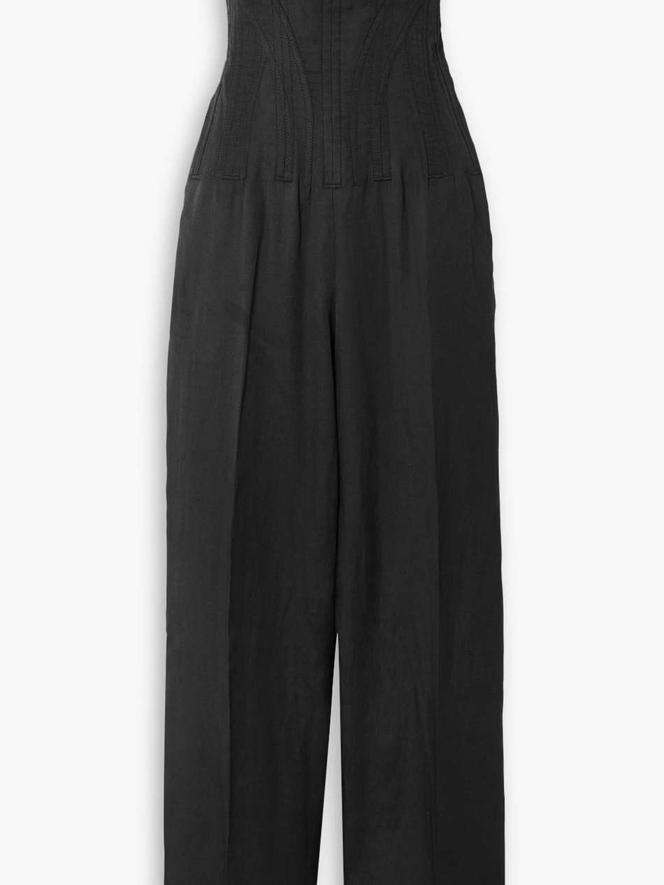 strapless twill jumpsuit