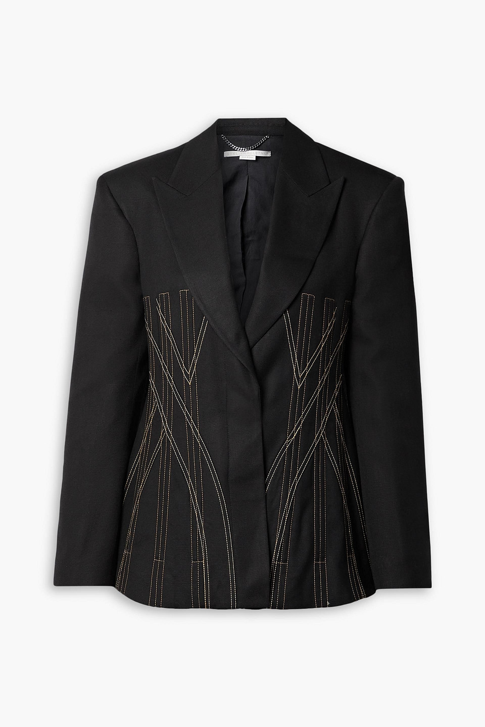 Stella Mccartney Topstitched Grain De Poudre Blazer In Black