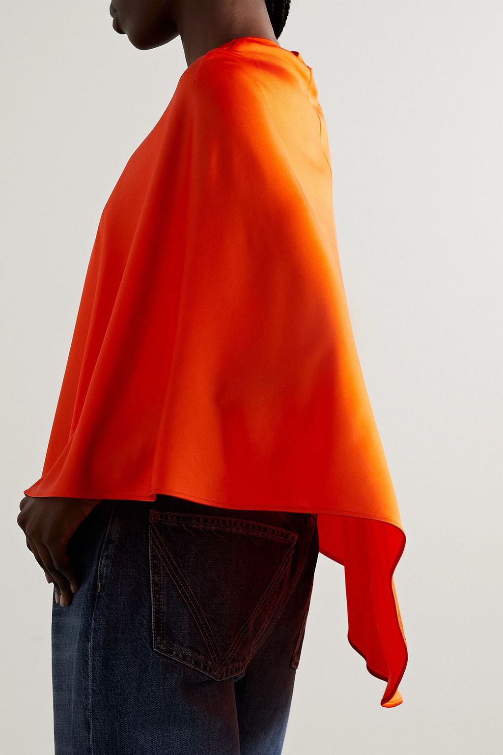 STELLA MCCARTNEY Asymmetric neon satin-jersey blouse