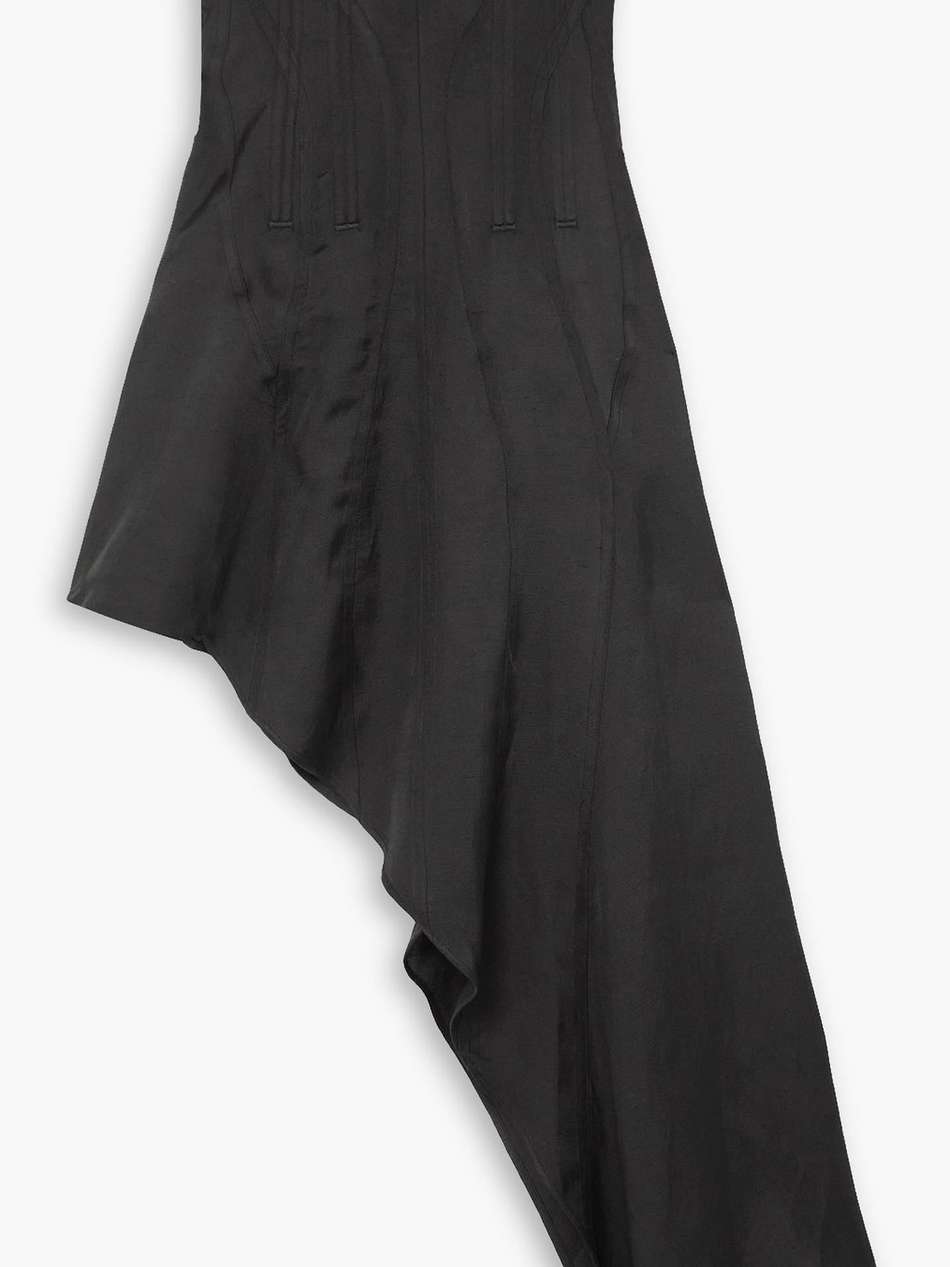 strapless asymmetric twill mini dress