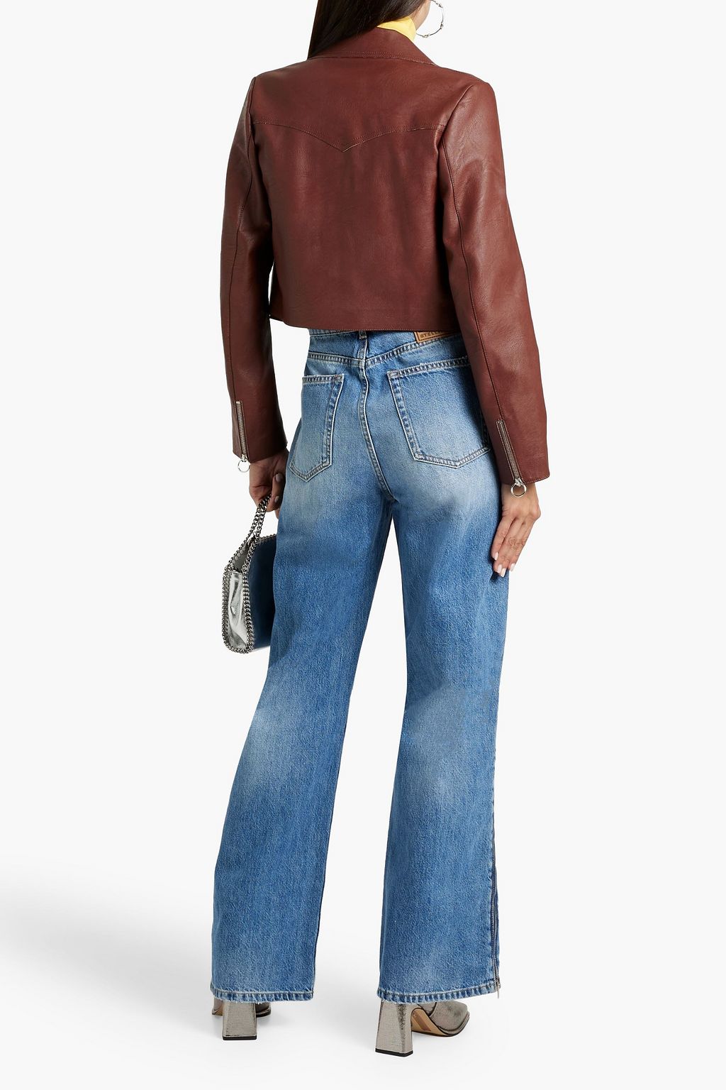 STELLA MCCARTNEY Distressed high-rise wide-leg jeans