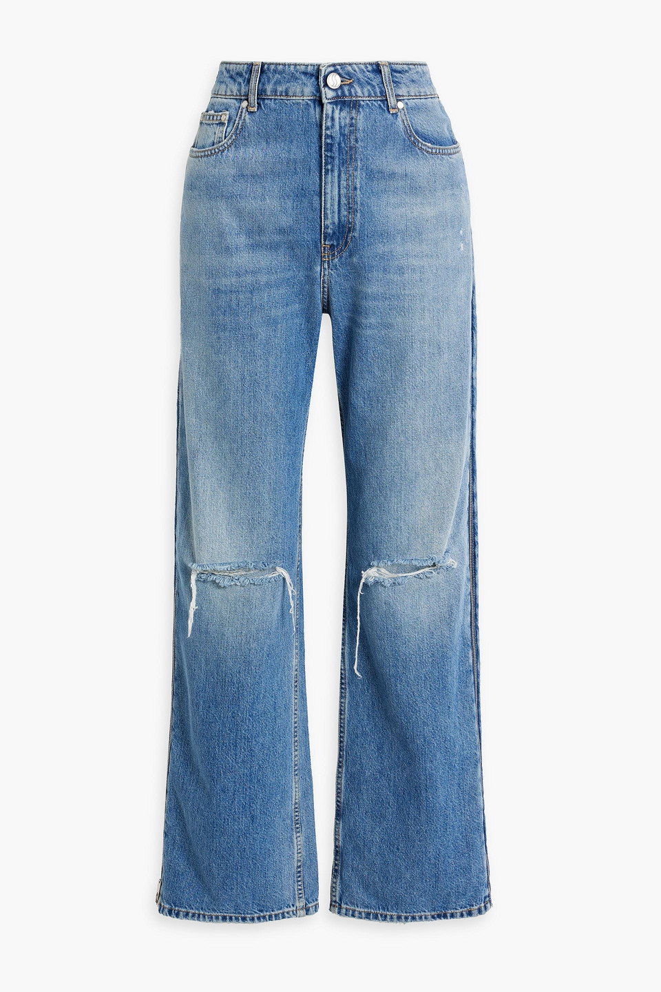 stella mccartney - distressed high-rise wide-leg jeans - blue - 30
