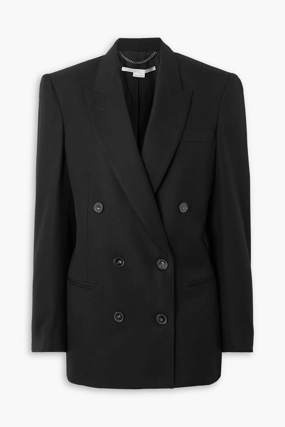 Stella Mccartney Double-breasted Grain De Poudre Blazer In Black