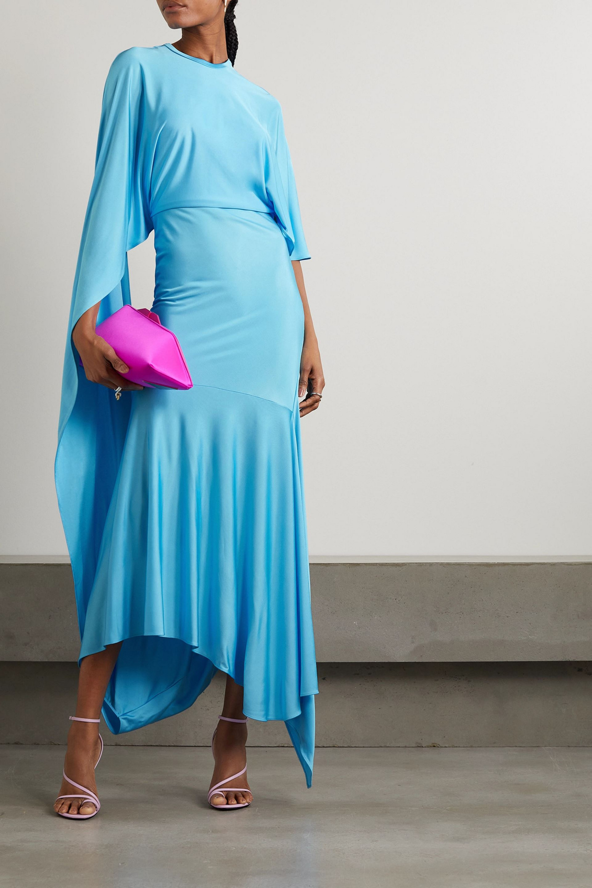 Stella McCartney Cape-effect asymmetric jersey maxi dress