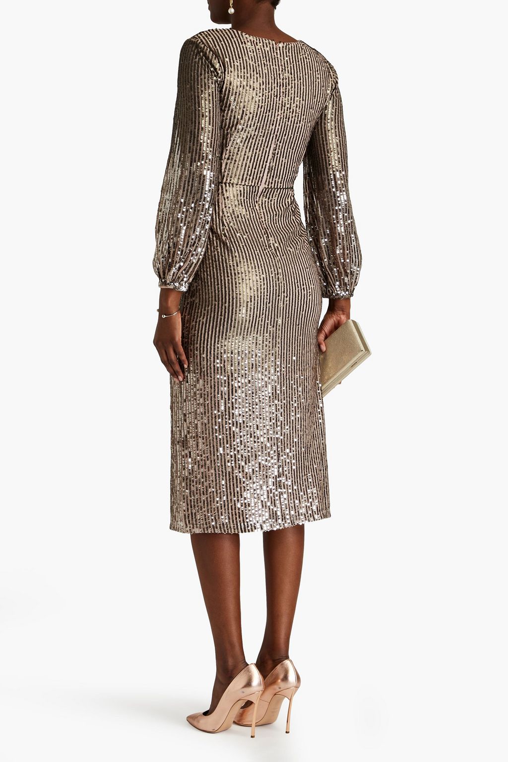 RAISHMA Gathered sequined tulle midi dress