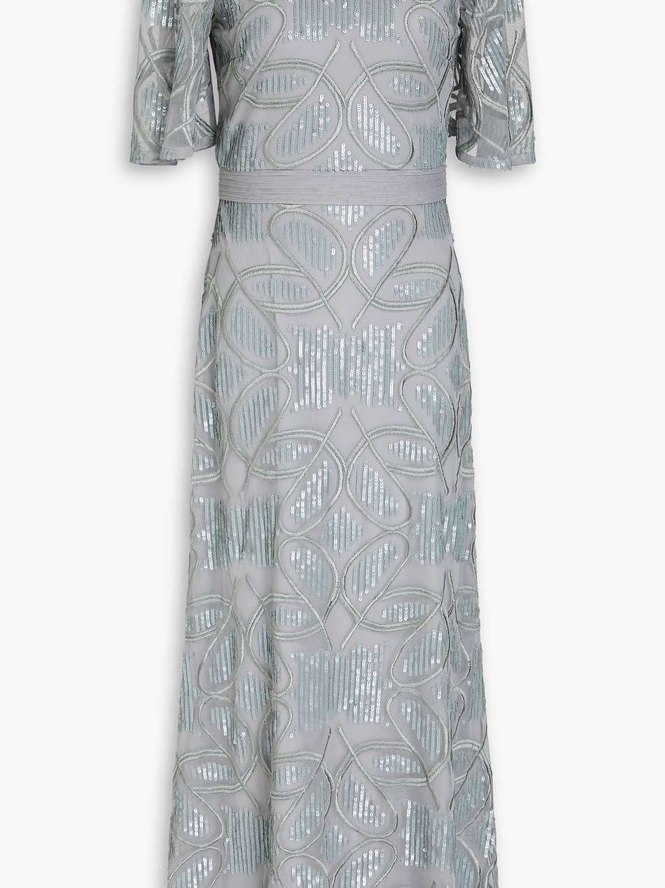 embroidered sequin-embellished tulle gown