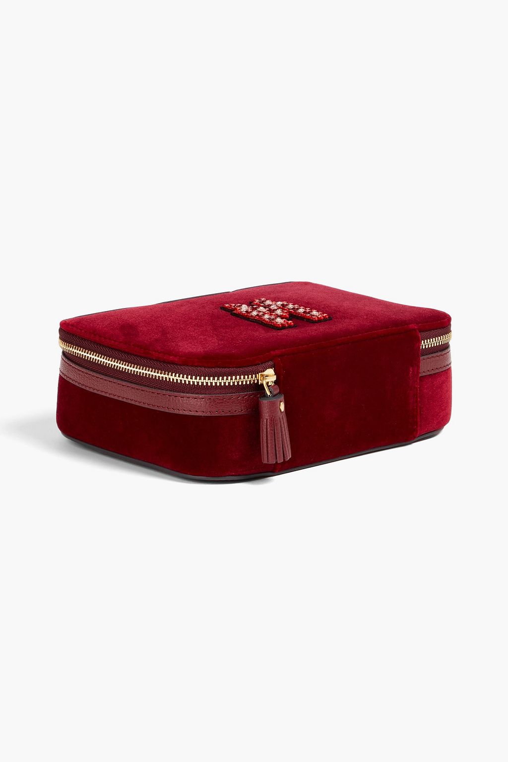 ANYA HINDMARCH Leathertrimmed velvet jewelry box THE
