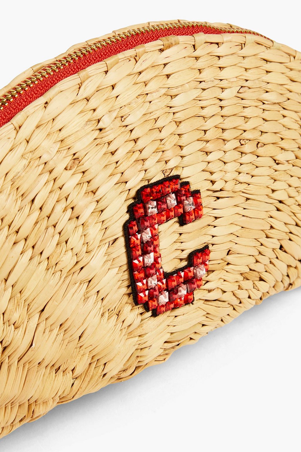 ANYA HINDMARCH Embellished raffia pouch THE