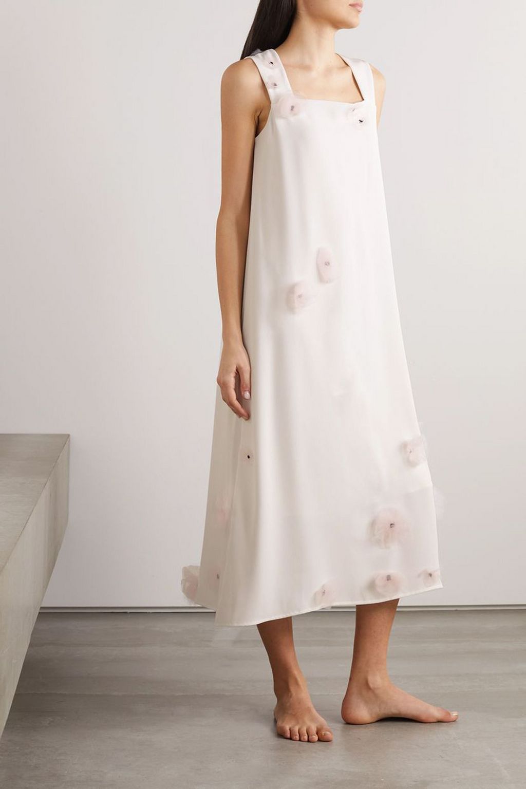 SLEEPER Flower Power appliquéd satin nightdress